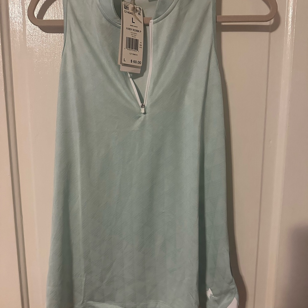 Adidas Mint Green Zip Polo Shirt